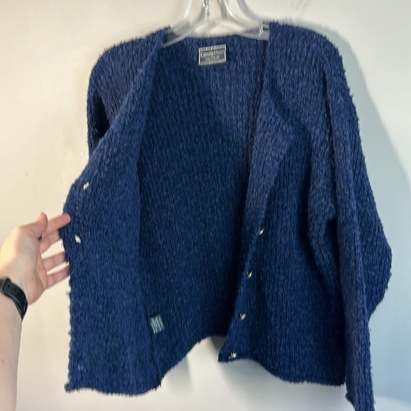 Carraig Donn Blue Wool Blend Sweater Cardigan Size M Chunky Knit Artsy Grandma - Picture 10 of 13